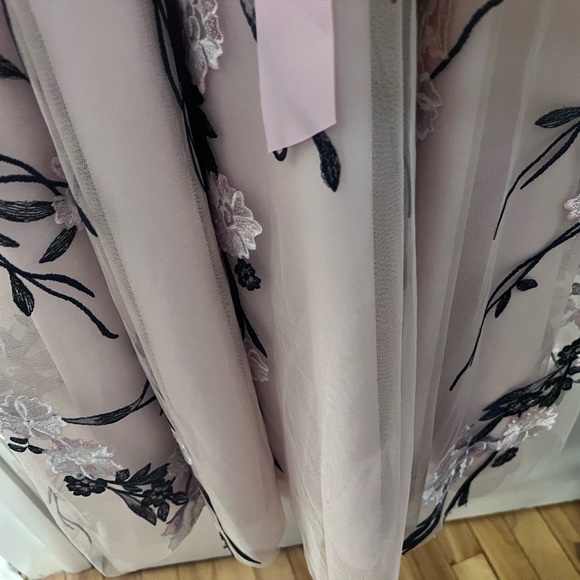 Embroidered Garden Party Outdoor Wedding Bridesmaid Floral Midi Tea Length Dress - Picture 12 of 16